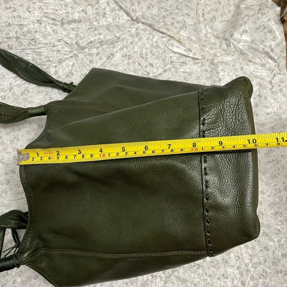 Olive green leather shoulder bag by The Sak